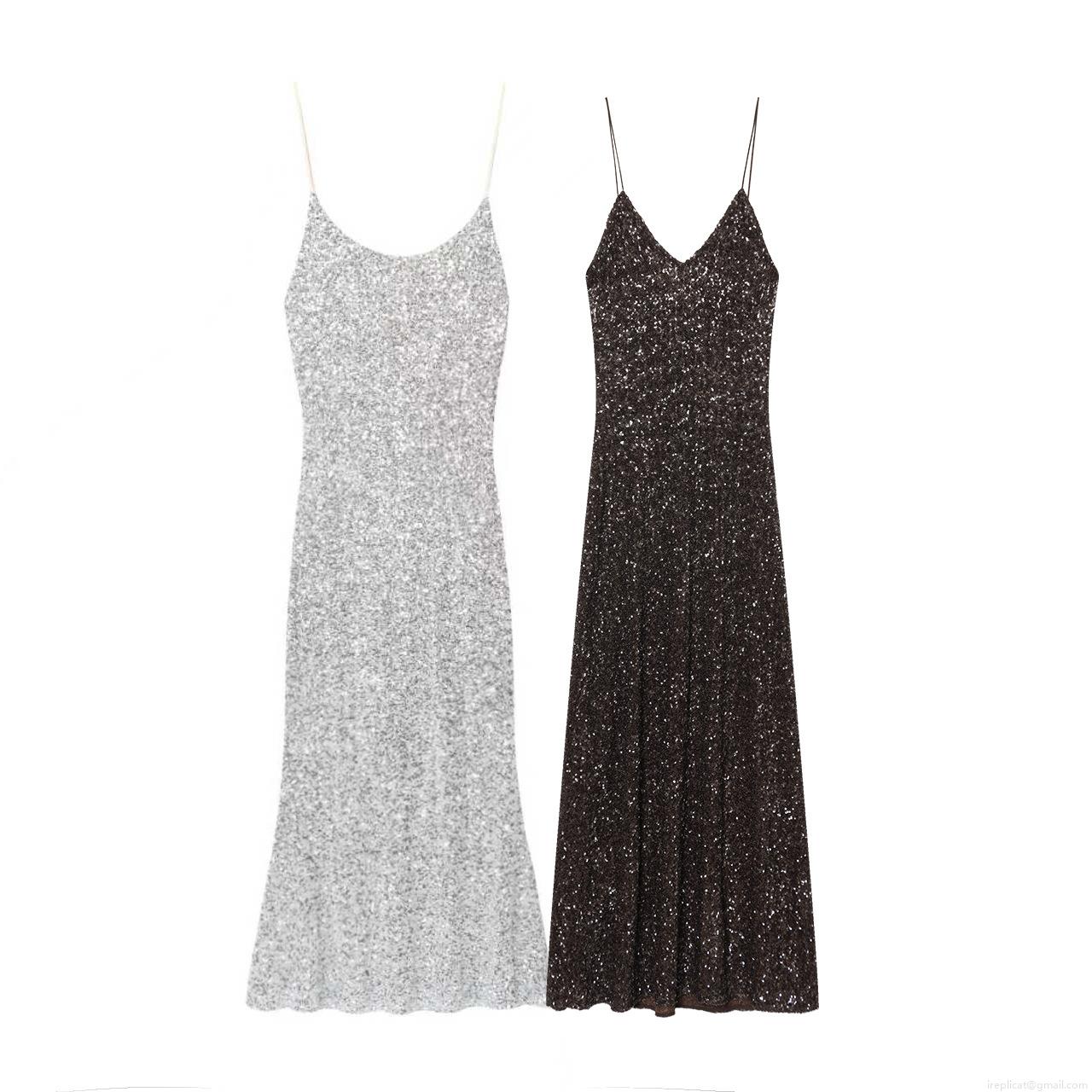 Women's Sexy Sequin Cami Maxi Dress Deep V Neck Slim Fit Party Evening Gown Elegant Sleeveless Shiny Formal Dress For Wedding Clubwear Socialite Style