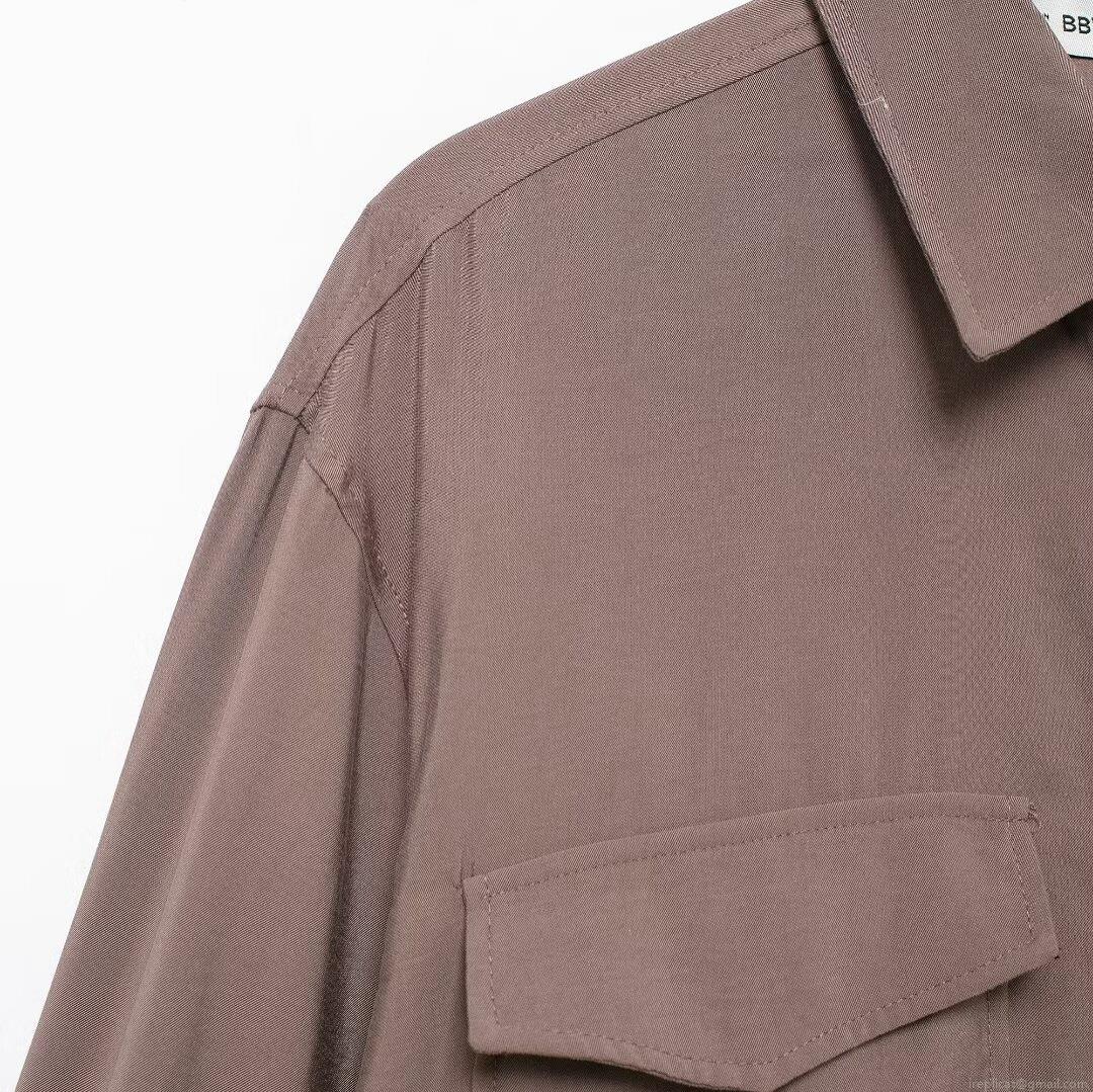 Women's Long Sleeve Button Up Shirt 100% Polyester Solid Color Lapel Loose Blouse With Double Pockets Urban Commuter Work Office Top For Autumn Winter