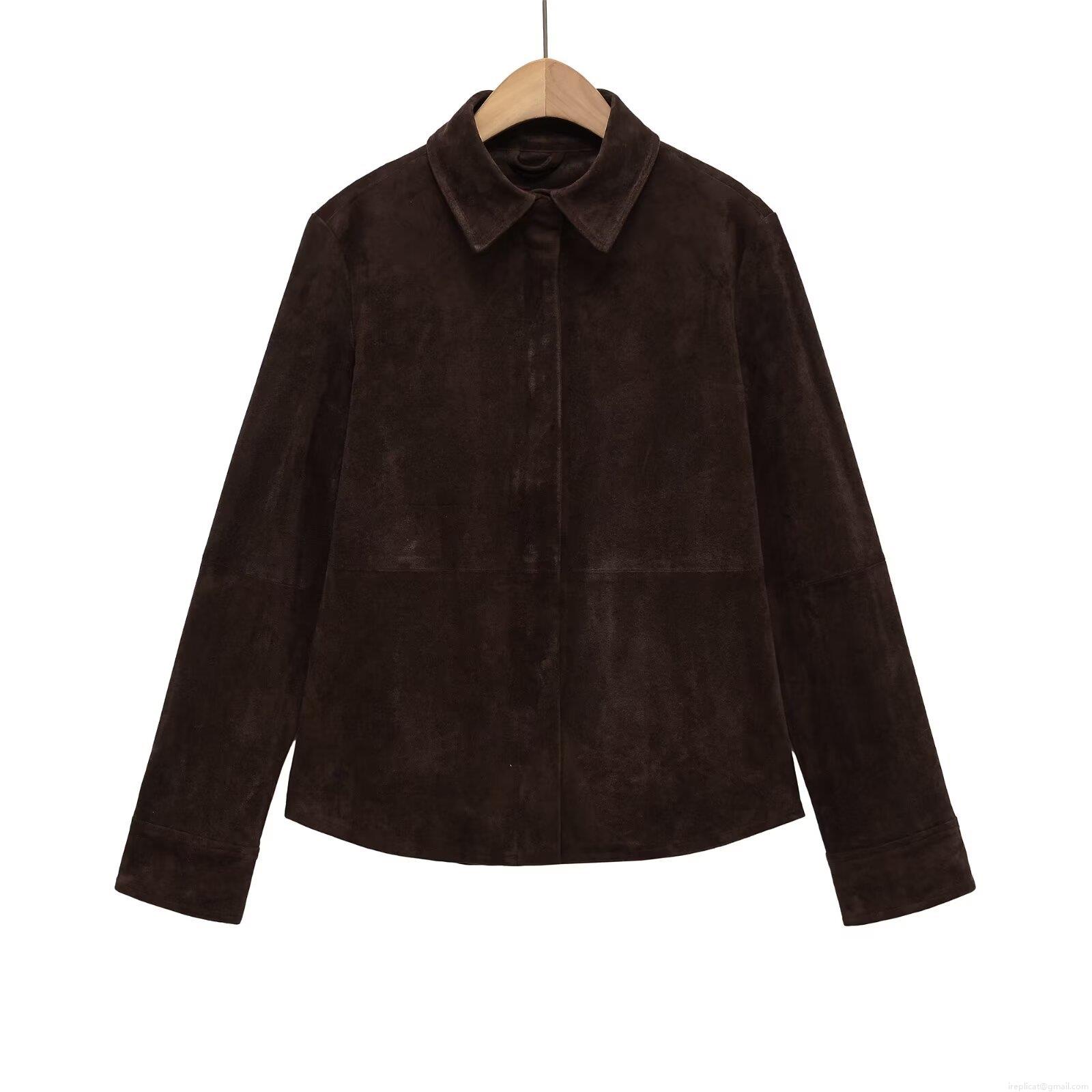 Women's Faux Suede Shirt Jacket Long Sleeve Solid Color Hidden Placket Outerwear Casual Elegant Blouse With Cuff Zippers For Spring Autumn Winter