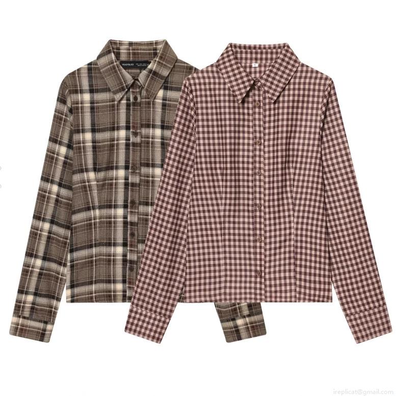 Women's Plaid Button Down Shirt Long Sleeve Lapel Blouse Retro Casual Socialite Style Autumn Winter Fashionable Slim Fitting Office Commute Polyester Tops