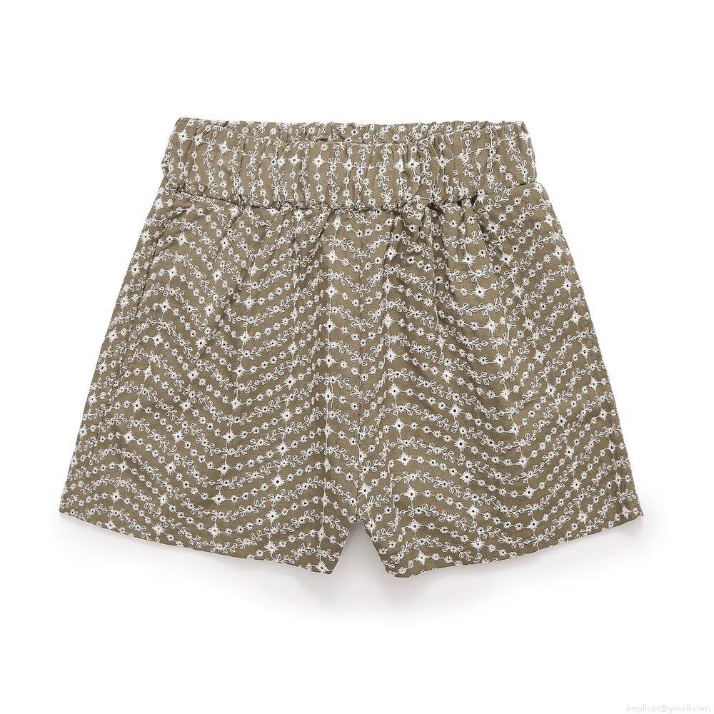 Women's Casual Cotton Blend Embroidery Shorts Floral Pattern Hollow Out Elastic Waist Breathable Straight Leg Summer Shorts For Women Daily Vacation