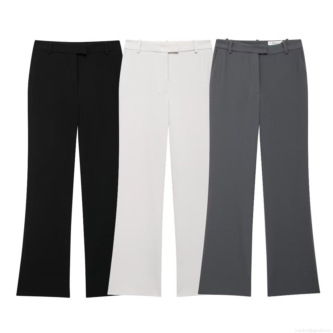 Women's Micro Flare Suit Pants Mid Waist Solid Color Drape Polyester Trousers For Office Work Commuter Fashion Casual Female Long Pants