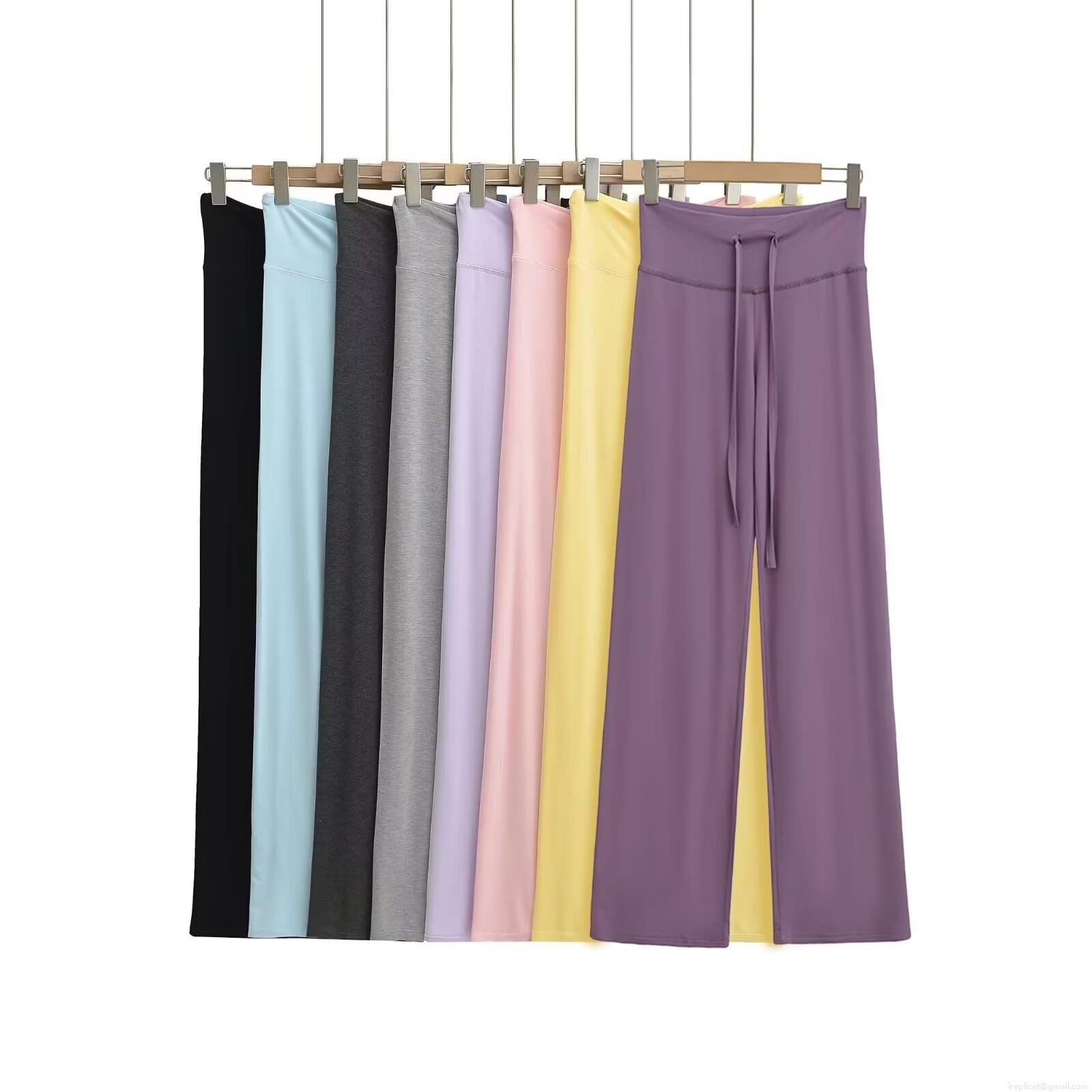 Women's High Waist Wide Leg Pants Soft Rayon Spandex Drawstring Loose Draped Casual Lounge Trousers Summer Yoga Sports Sweatpants