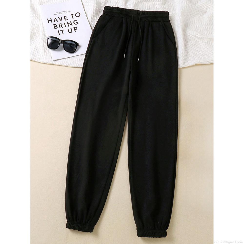 Women's Streetwear Casual Joggers Loose Fleece Lined Cuffed Sweatpants High Quality Polyester Long Pants With Drawstring Elastic Waist For Sports Street Fashion Outdoor Winter