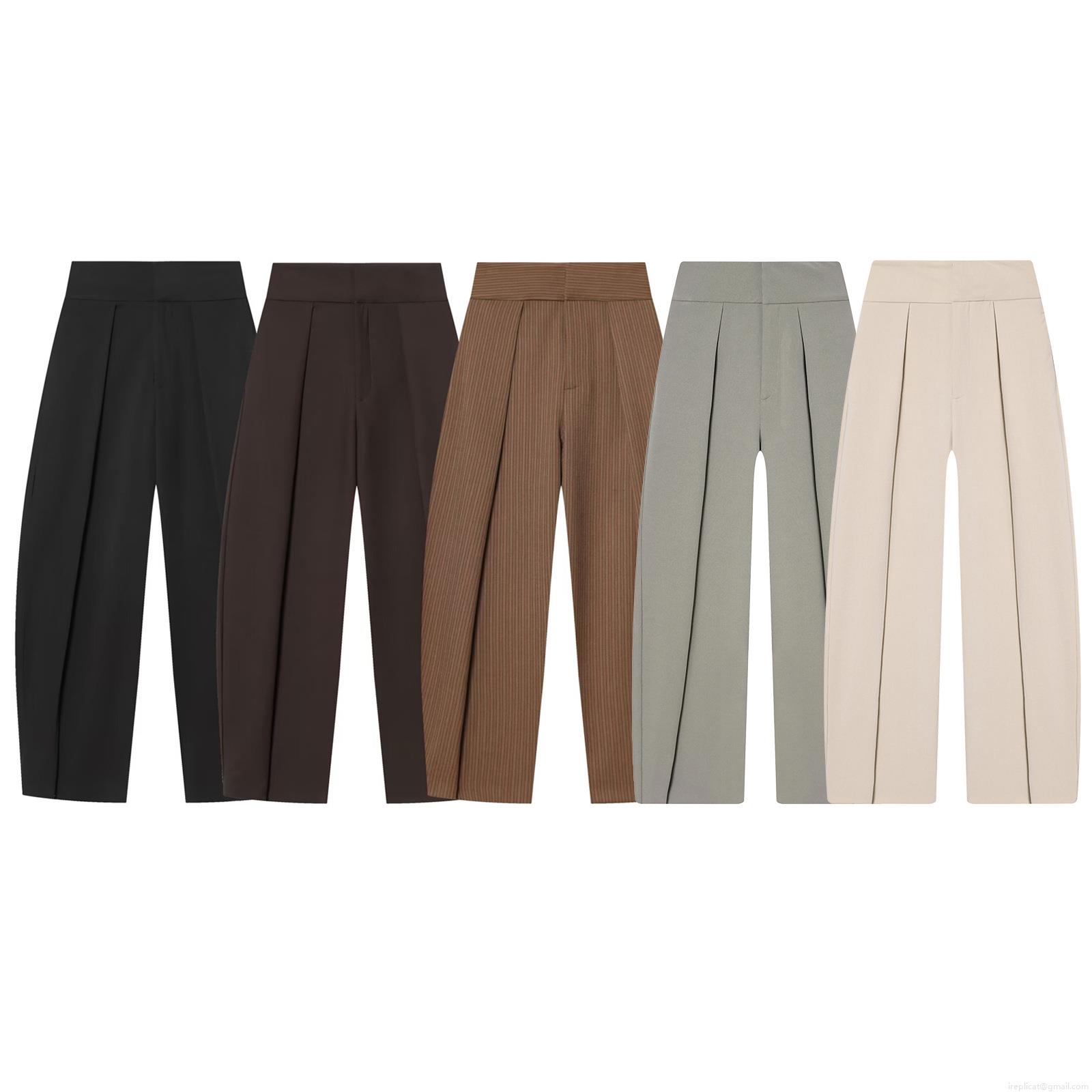 Women's High Waisted Balloon Pants Casual Pleated Wide Leg Tapered Trousers Fashion Loose Solid Striped Pants For Women Spring Autumn Trousers