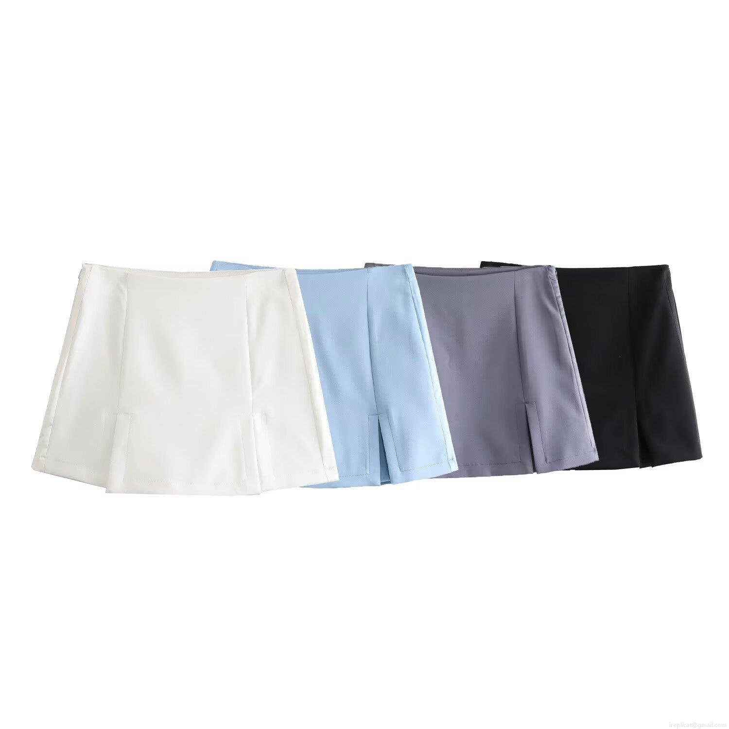 Women's High Waist Side Split Skort Fashion Solid Color Mini Shorts Skirt For Summer Streetwear Casual Commuting Polyester Bottoms