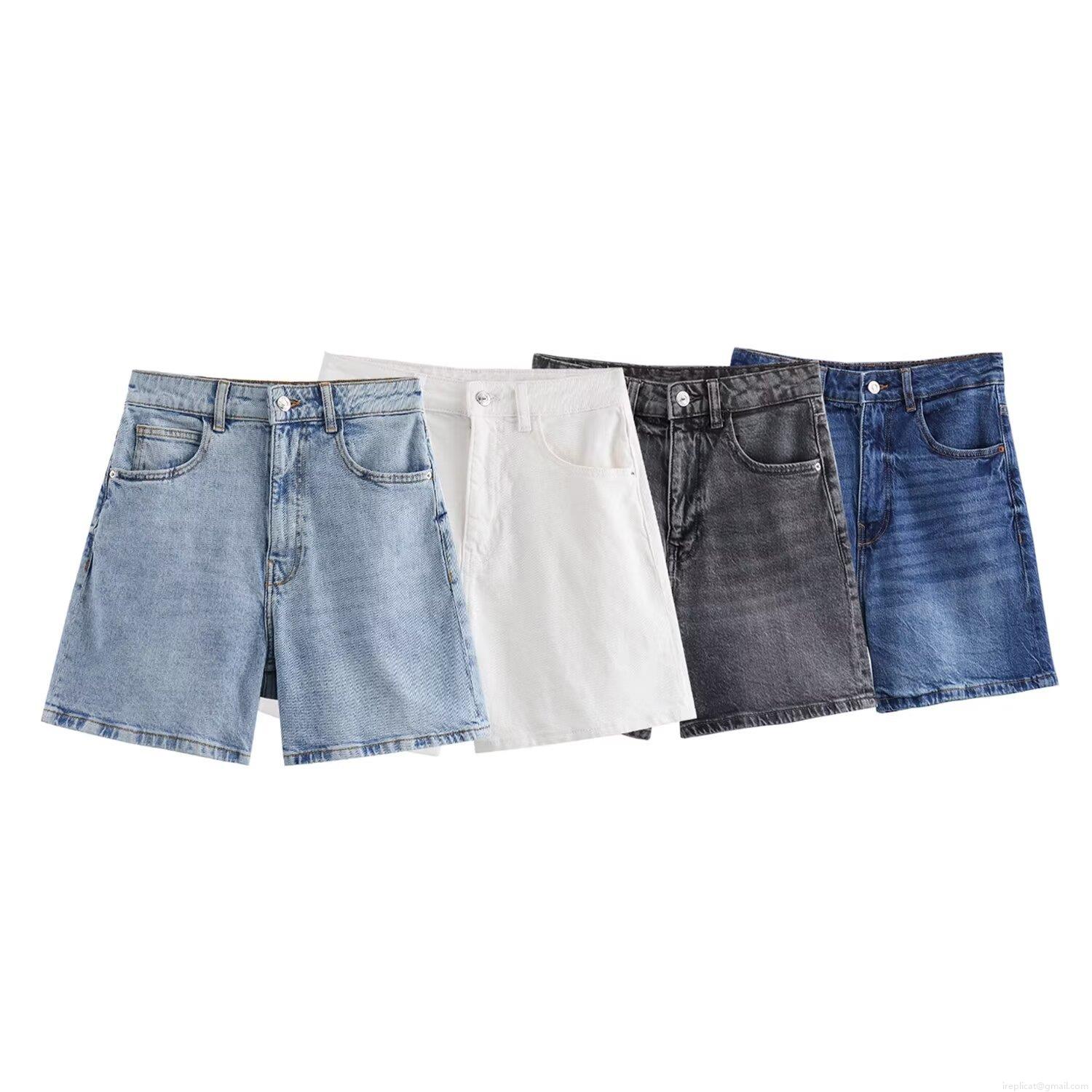 Women's High Waist Denim Shorts Washed Polyester Blend Summer Casual Streetwear Hot Pants With 5 Pockets For Women Girls Ladies Fashion Bottoms