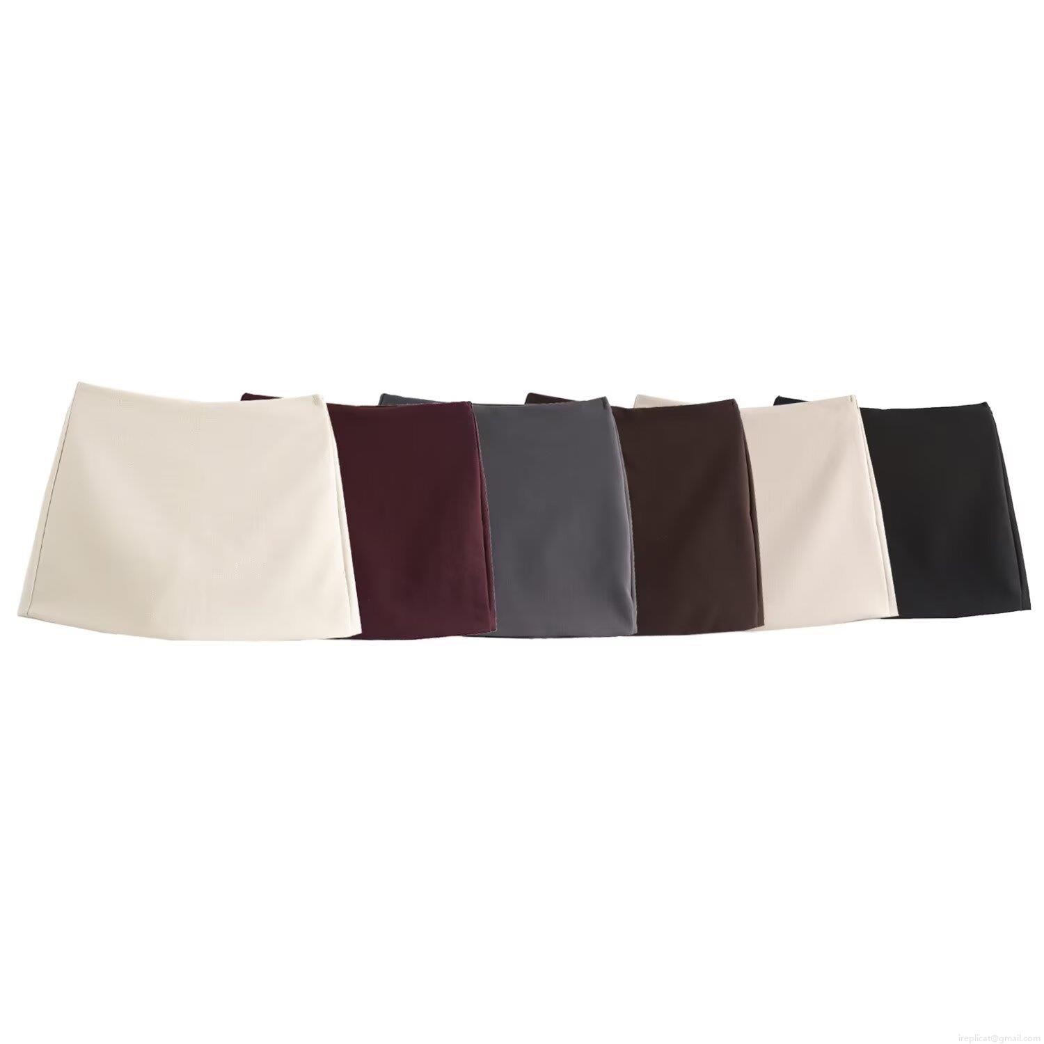 Women's High Waist A-Line Skort Shorts Solid Color Polyester Mini Skirt Shorts With Invisible Zipper Casual Fashion Streetwear Bottoms