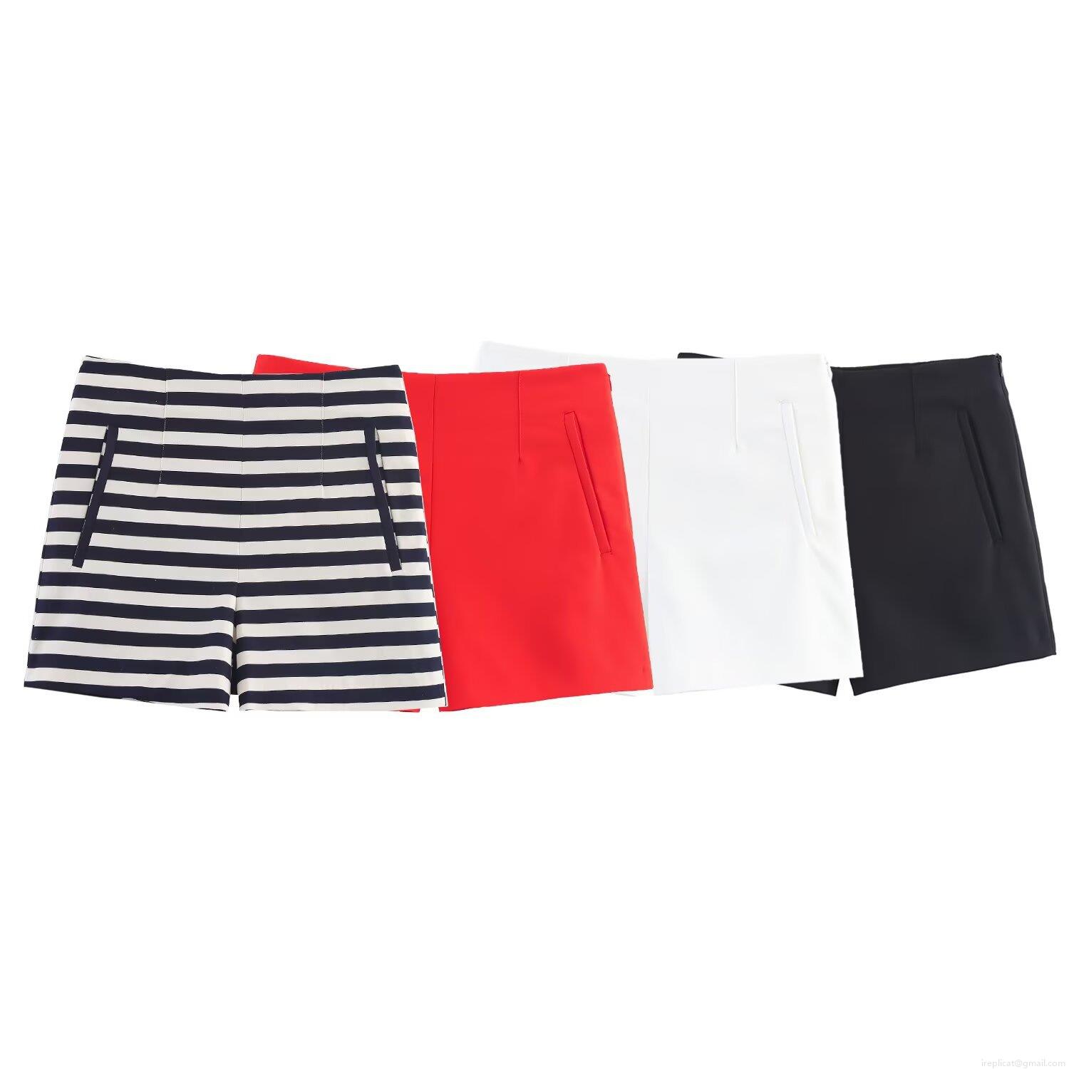Women's High Waist Shorts Summer Casual Polyester Loose Straight Shorts With Double Pockets For Vacation Streetwear Ladies Fashion Bottoms