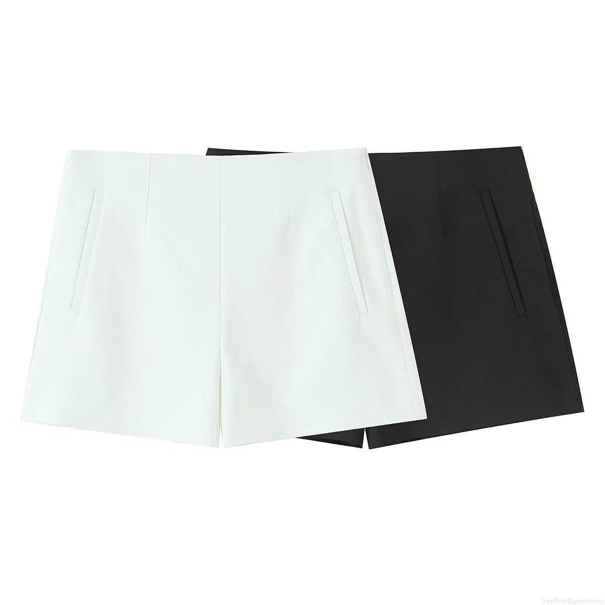Women's High Waist Casual Shorts Minimalist Slim Fit Solid Color Polyester Spandex Summer Shorts With Pockets Fashion Daily Wear Bottoms