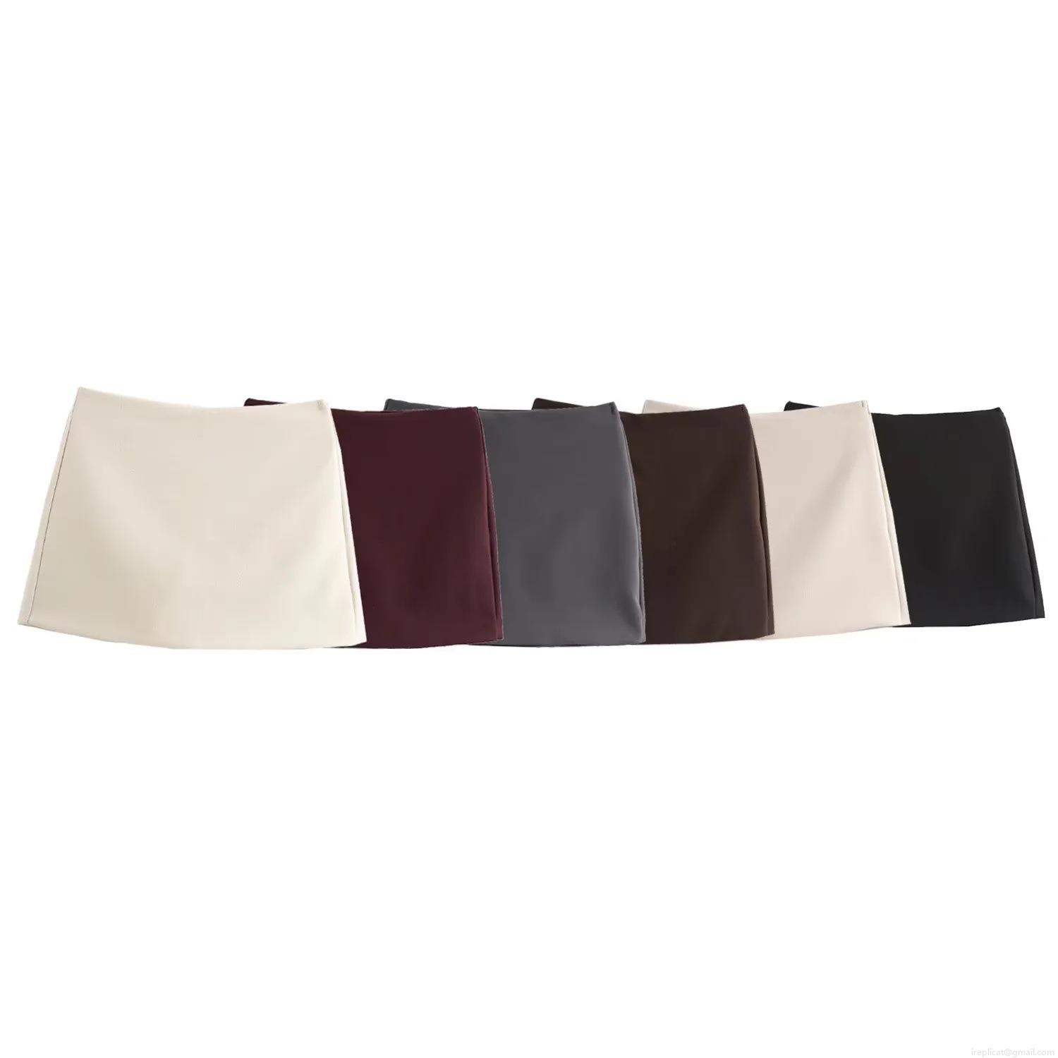 Women's High Waisted A-Line Skorts Solid Color Polyester Mini Skirt Shorts For Daily Casual Sweet Style Office Wear Slim Fit Bottoms