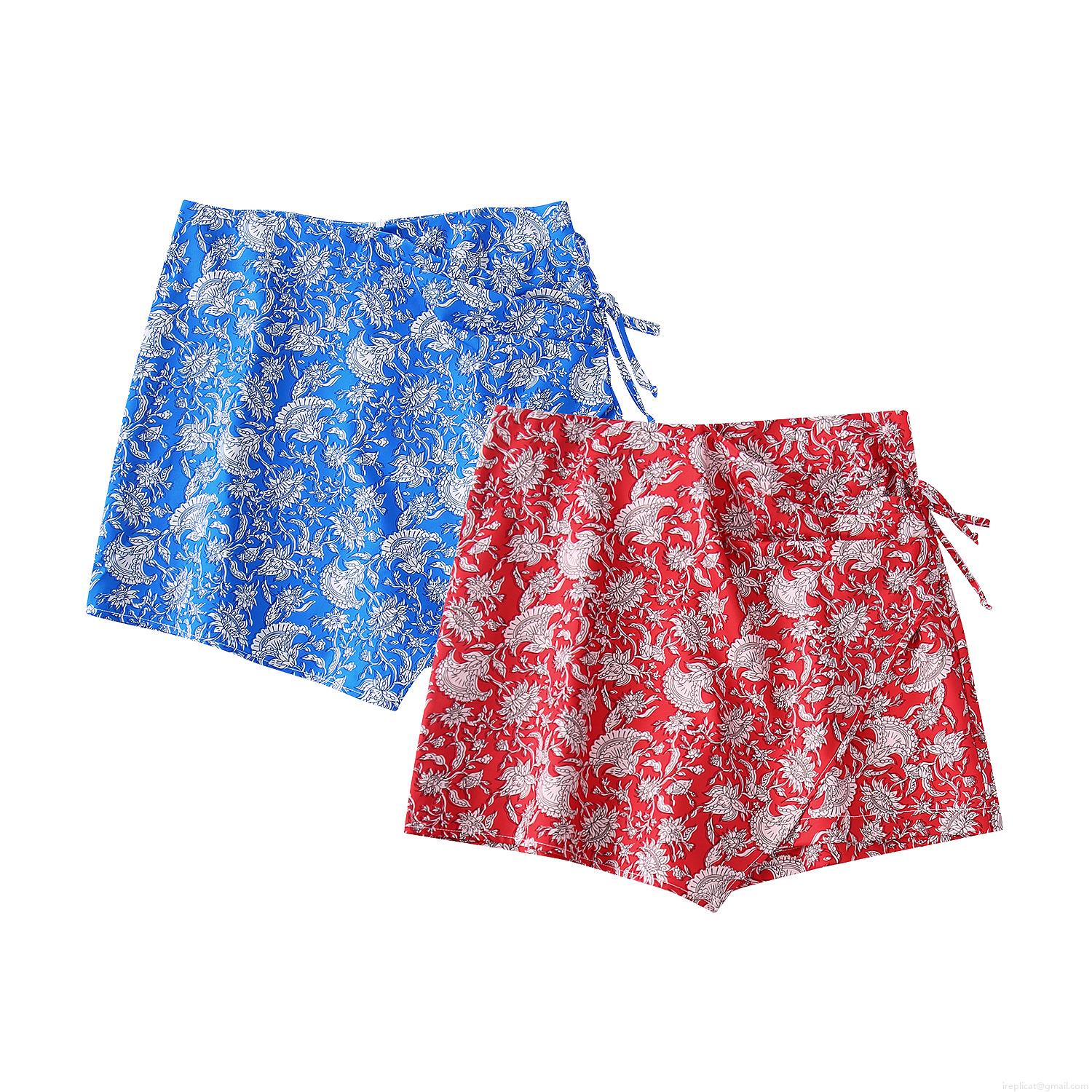 Women's Summer Bohemian Floral Print Culottes High Waist Side Tie Bow A-Line Shorts Skirt 100% Polyester Paisley Print Skort for Beach Vacation